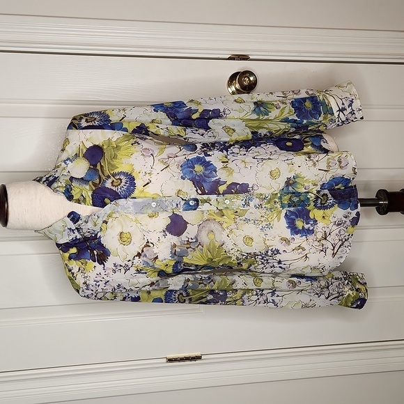 Zara Tops - Zara Woman Sheer Floral Print Blouse Size XS